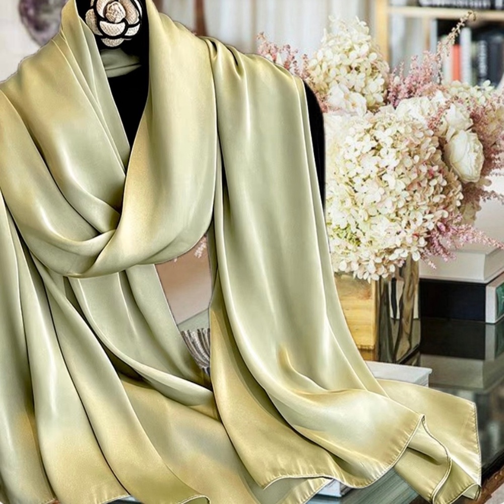 100% SILK SATIN Olive Green Large Shawl Scarf Wrap Prom Cover Up Wedding Gift